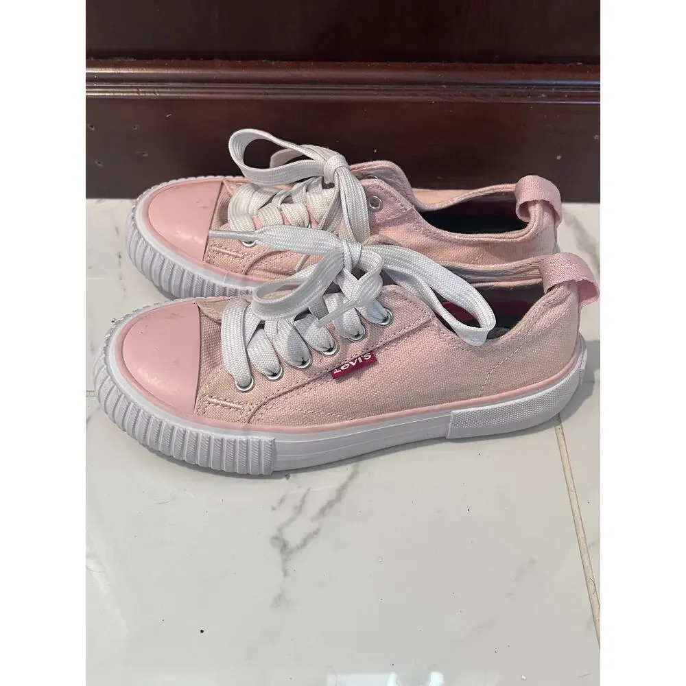 Levis girls size 13 light pink low top lace up sneakers Athleisure Streetwear